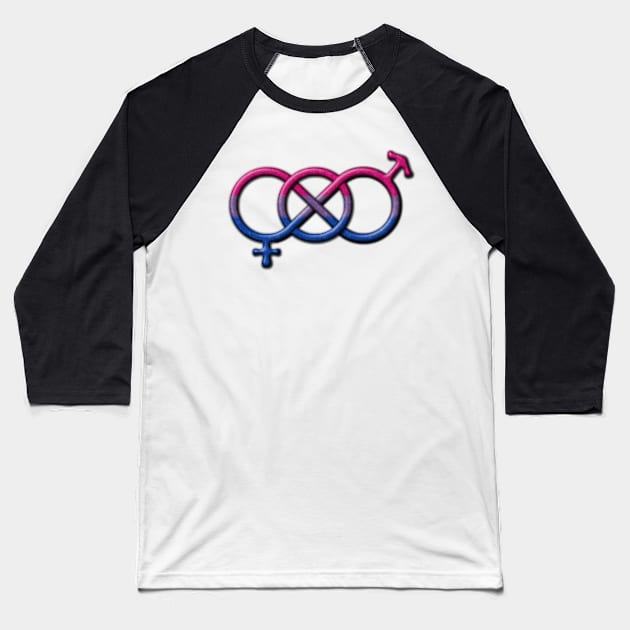 Bisexual Pride Flag Colored Gender Knot Symbol Baseball T-Shirt by LiveLoudGraphics